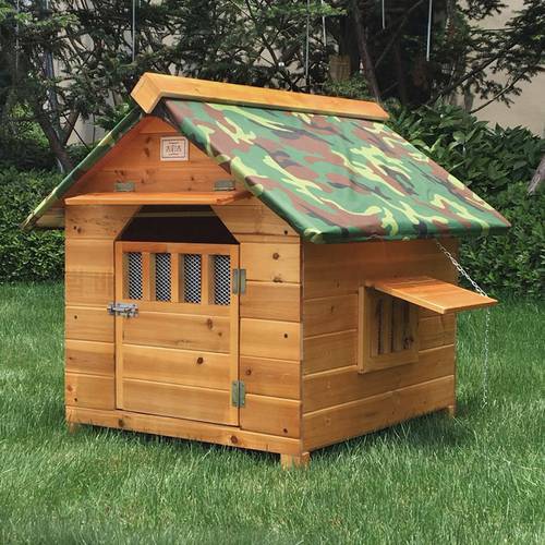 Outdoor Solid Fir Wood Dog House Kennel Waterproof Leakproof Dog Cage for Small Medium Large Dogs Cats House with Door Window