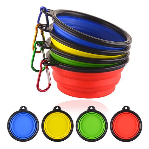 Silicone Collapsible Dog Feeding Bowl Silicone Water Dish Cat Portable Feeder Puppy Pet Travelling Bowls portable water bowl pet