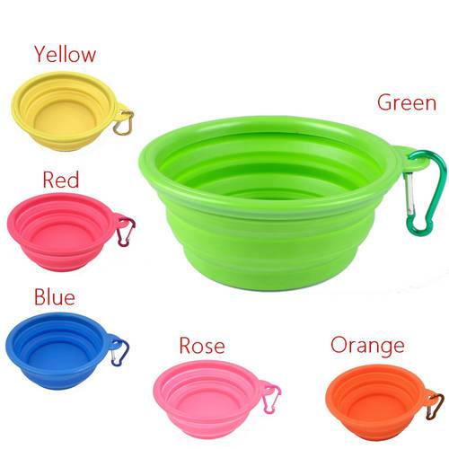 Pet Cat Dog Bowl With Climbing Buckle Travel Bowl Silicone Collapsible Feeding Water Dish Feeder Portable Water Bowl For Pet