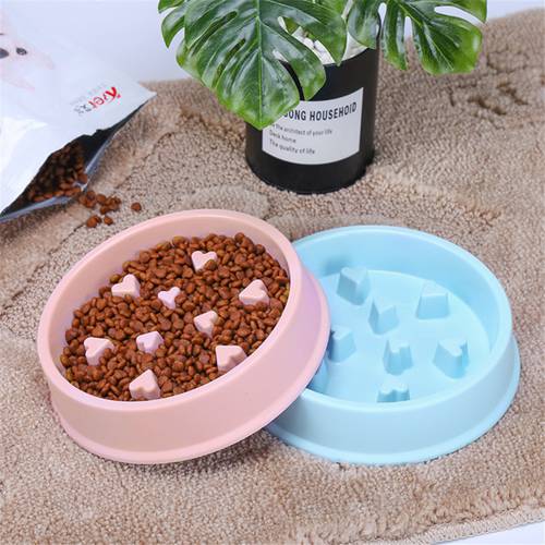Plastic Dog Cat Slow Eating Feeder Anti Choke Pets Bowl Feed Dish Puppy Silicone dog bowl for food Prevent Obesity