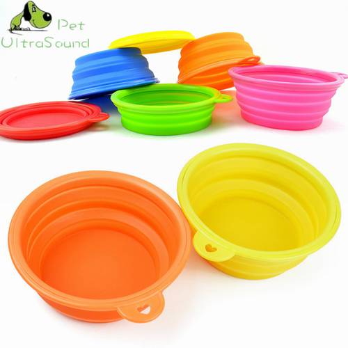 ULTRASOUND PET Dog Cat Pet Travel Bowl Silicone Collapsible Feeding Water Dish Feeder portable Water Bowl For Pet
