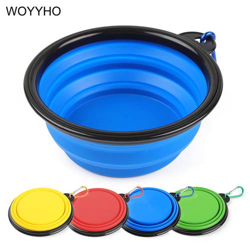 Folding Silicone Dog Bowl Portable Traveling Outdoor Drinking Water Dish For Small Medium Dogs Puppy Cats Pet Feeder 4 Colors