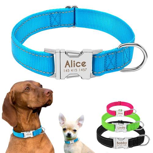 Personazlied Dog Collar Nylon Puppy Pet Collars Reflective Free Engraved Dog Anti-lost Tag collar perro Pet Products for Bulldog