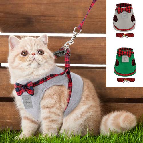 Cat Harness Nylon Kitten Puppy Small Dogs Harness Cute Bowknot Cats Pet Harnesses and Leash Set for Chihuahua Yorkshire