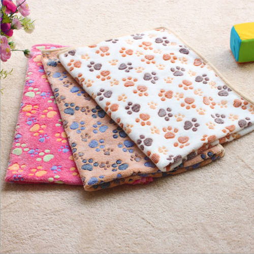 Soft Flannel Fleece Cat Dog Blanket Bed Mats Paw Foot Print Warm Pet Blanket Sleeping Beds Cover Mat For Dogs Cats Pets supplies