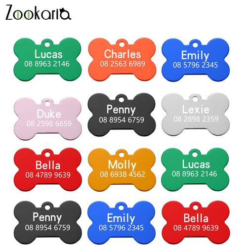 Colorful Anti-lost Dog ID Tags Customized Dog Collar Name Plate Personalized Pet Collar for Dogs Engraved Pet Puppy Tag Supplies