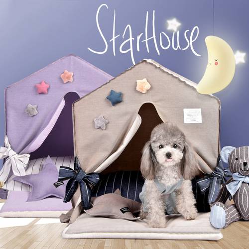 A-Frame Dog Bed for Dogs & Cats - Stylish, Soft, Cozy Dog House w/Thick Plush Pad, Durable Fabric & Machine Washable