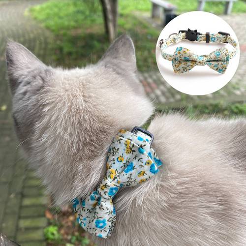 Chihuahua Puppy Collars Bowknot Pet Cat Collars with Bell Kitten Neck Strap Small Dogs Bow Tie Adjustable Safety Kitty Collar
