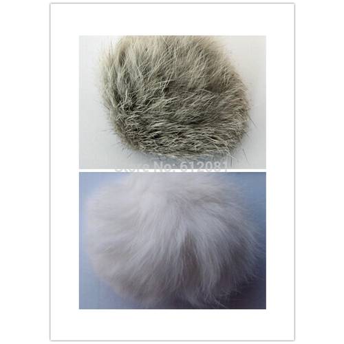 Free shipping pet products natural cat toy real rabbit fur ball no dyed pet toy white/grey 5CM dia 50pcs/lot