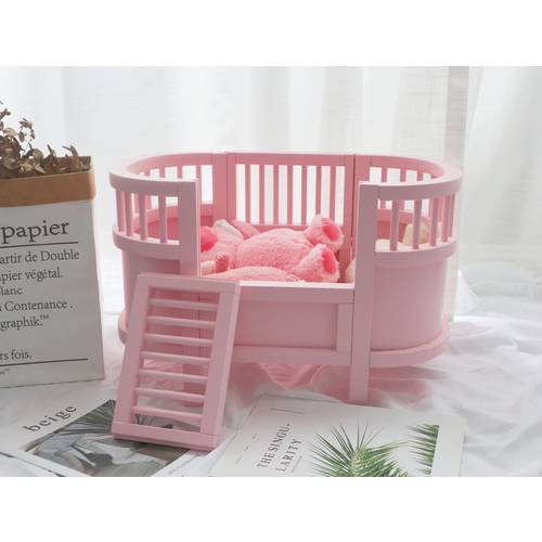 Pet Cat Bed Litter Pet House Wooden Dog House Dog Bed White Pink Optional Cat Kennel