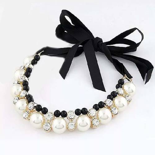 Fashion Designer Dog Cat Collar Pearl Decotation Necklace for Dog Ribbon Bow Tie Party Gifts Puppy Accessories for Small Dogs