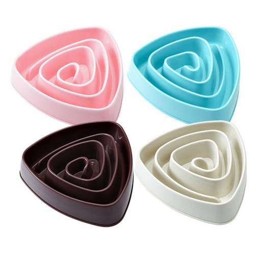 Useful Anti Choke Pet Dog Feeding Bowls Plastic Triangl Shape Slow down Eating Food Prevent Obesity Healthy Diet Dog Accessories