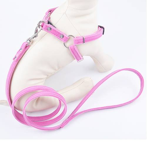 Soft Puppy Dog Harnesses Lead Set Pink Brown Black Leashes Adjustable Dog HHarness For Small Medium Pets Dogs