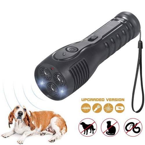 Handheld Anti Barking Device Rechargeable Ultrasonic Dog Repellent LED Flashlight Stop-Barking Ultrasonic Dog Repeller Pet Tool