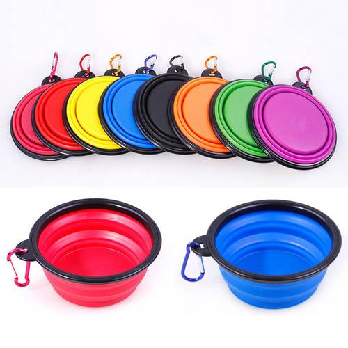 Dog Bowl Foldable Carabiner Silicone Cat And Dog Feeding Small Silicone Bowl Outdoor Travel Portable Folding Bowl Feeding Water