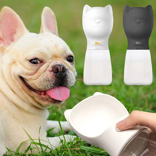 480ML Portable Pet Dog Water Bottle For Dogs French Bulldog Pug Water Cups Feeder No Leaking Puppy Dog Drinking Bowl Black/White
