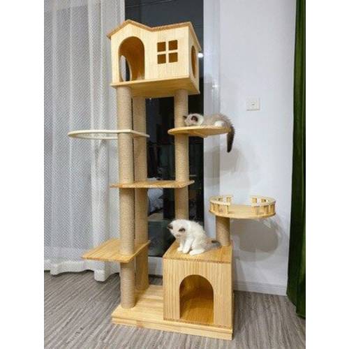 Cat Climbing Frame Solid Wood Large Cat Litter One Villa Cat Frame Space Capsule Cat Toy
