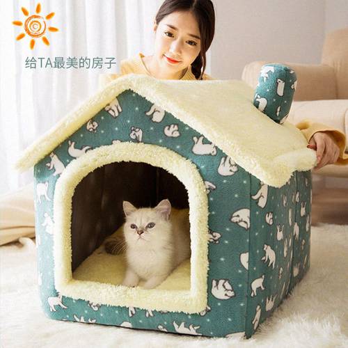 Cat Litter House Type Winter Warm Small Dog Teddy Four Seasons Universal Removable And Washable Dog House Cat Litter Bed