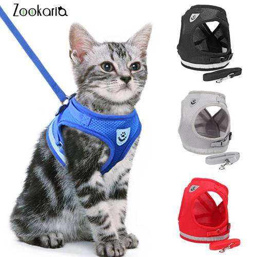 Adjustable Cat Dog Harness Vest Walking Lead Leash For Puppy Dogs Collar Mesh Harness For Small Medium Dog Cat Pet