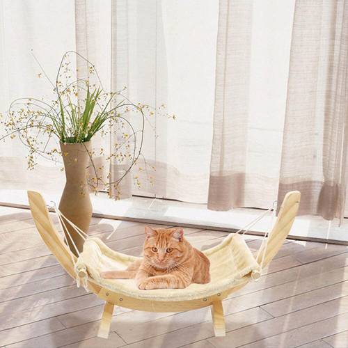 Soft Hanging Cat Chair Tree Hammock Bed Window Cat Cage Hammock Washable Pet Cat Kitty Wooden Bed Summer Winter Mat Toy Bed
