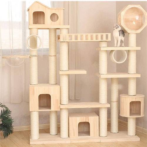 Luxury Solid Wood Cat Climbing Frame Cat Villa Cat Castle Cat Litter Cat Scratching Post Large Cat Toy