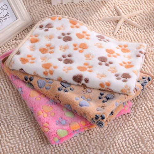 Cute Dog Bed Mats Soft Flannel Fleece Paw Foot Print Warm Pet Blanket Sleeping Beds Cover Mat for Small Medium Dogs Cat Supplies