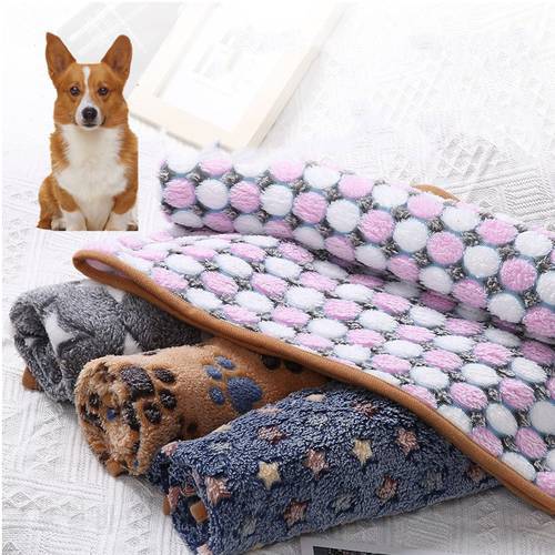 Multi-size Soft Flannel Pet Soft Fleece Pad Pet Blanket Bed Mat for Puppy Dog Cat Sofa Cushion Home Rug Keep Warm Sleeping Cover