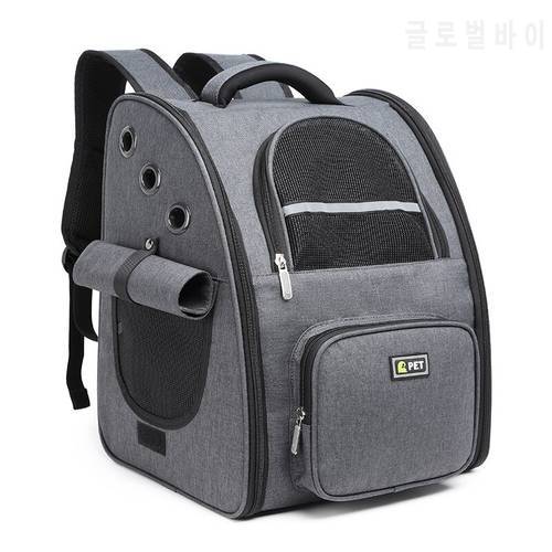 Pet Dog Cat Backpack Travel Cat Carrier Double Shoulder Bag Portable Breathable Small Pet Handbag Cat Carrying