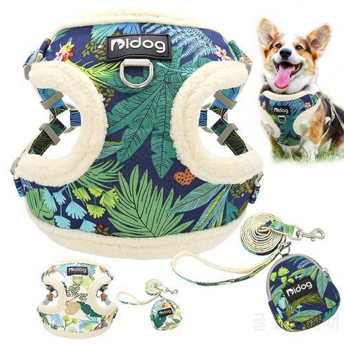 Soft Padded Mesh Harness Vest Leash For Small Dogs Chihuahua Printed Puppy Cat Harness Walking Running Leash Rope Arnes Perro