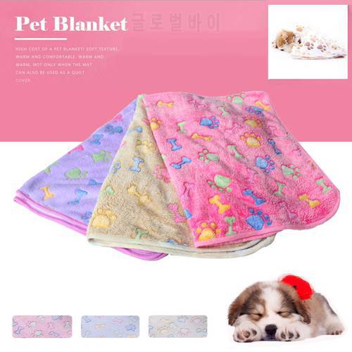 Warm Dog Blanket Soft Fleece Cat Cushion Blanket Winter Warm Paw Print Pet Cats Cover Blanket For Small Medium Large Dogs Mat