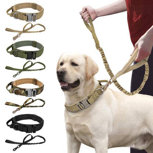 Strong Dog Military Tactical Collar Pet Bungee Leash Durable Nylon Pet Training Collars With Handle Large Dogs French Bulldog
