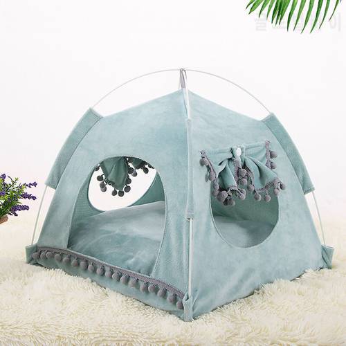 Princess Cat Bed Foldable Print Dog Tent House Breathable Indoor Mesh Cat Tent Kitten Dog Basket Bed Home Cushion Pet Products