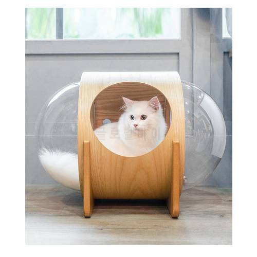 Wooden Space Capsule Enclosed Cat Litter, Dog Litter, Transparent All Seasons, Removable And Washable