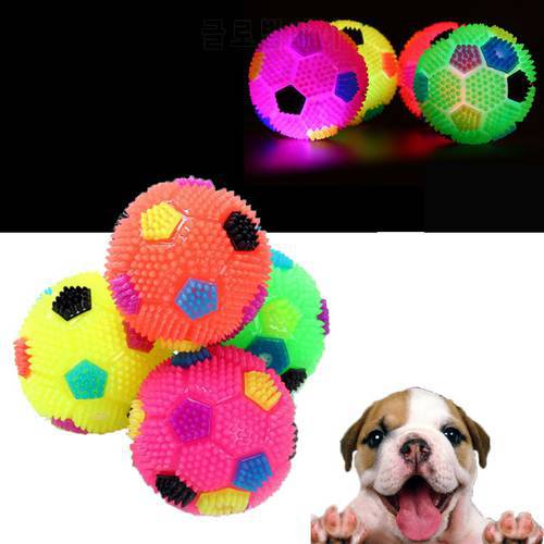 Interactive Squeak Dog Toys Pets Dogs Flashing Football Toys Pet Training Cat Toy Ball Puppy Chew Play Toy Pet Supplies