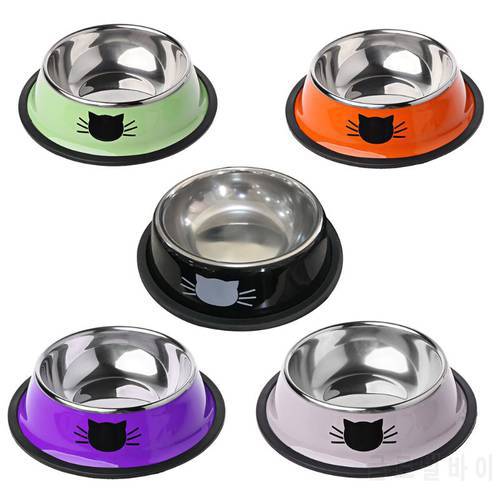 Thick Non-slip Cat Dog Food Bowl Foods Utensils Single Stainless Steel Pet Bowls For Cats And Puppies Ship