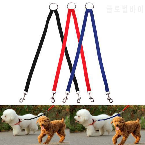 Nylon Double Dual Two Pets Dogs Leash 2 Way Coupler Walk Necklace