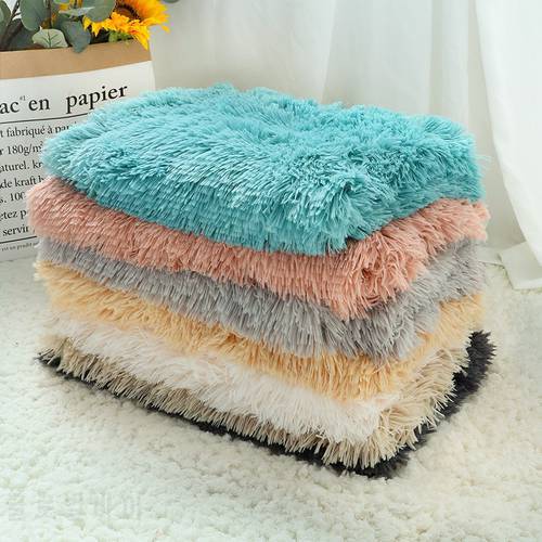 Fluffy Long Plush Pet Blankets Dog Cat Bed Mats Deep Sleeping Soft Thin Covers for Summer Winter Bed Use Blankets Cat Mattress