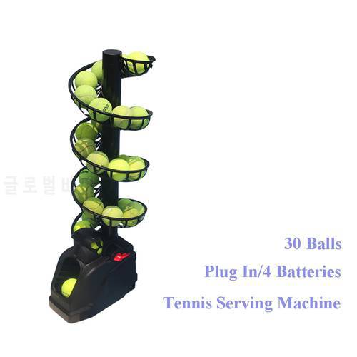 Tennis Ball Machine Tennis Serving Machine Lightweight Tennis Toss Machine Plug In/Batteries 30 Balls