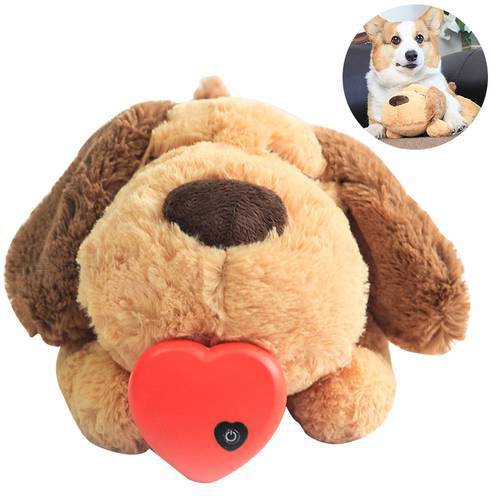 Plush Heartbeat Puppy Behavioral Training Toy Plush Pet Snuggle Anxiety Relief Sleep Aid Doll Durable Dog Chew Toys For Chewers