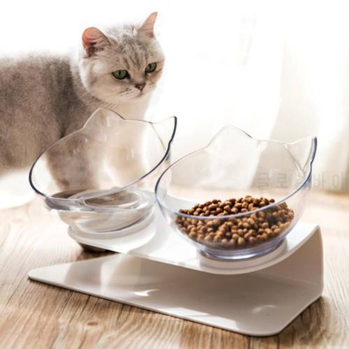 Antiskid Double Bowls With Raised Stand Pet Food And Water Bowl Creative Design For Cat And Puppy Supplies