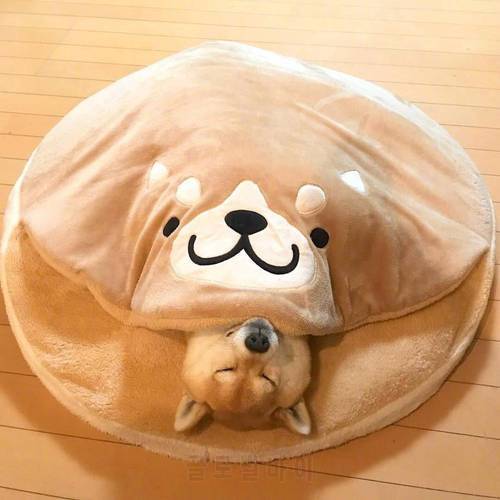 Four Seasons General Cute Dorayaki Pet Bed Kennel Shiba Inu Kennel Mat Short Plush Cat Dog Sleeping Pad Comfortable Pet Nest