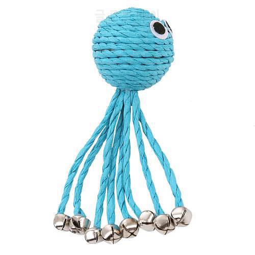 Cat Toy Octopus Woven By Paper Rope Scratch-resistant Pet Playing Toy With Bell Grinding Pet Cat Toy Ball Cat Interactive Toys