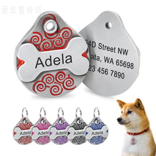 Personalized Dog Cat ID Tag Collar Accessories Custom Engraved Stainless Steel Pet Name Tag Pendant For Dogs Cats Double Sided