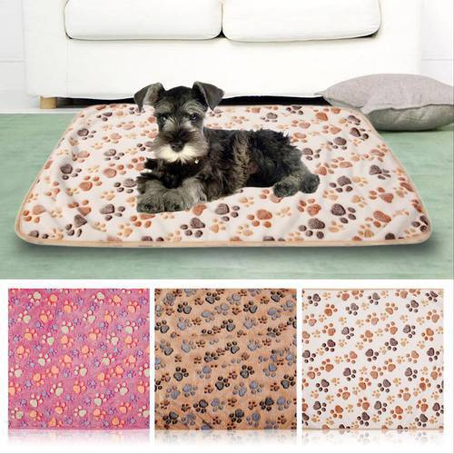 Warm Pet Mat Paw Print Cat Dog Puppy Fleece Soft Blanket Sleeping Beds Cover Pet Mattress Blanket Cushion 20x20cm