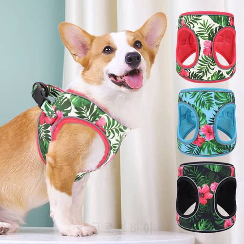 Nylon Printed Dog Vest Harness Mesh Padded Pet Cat Harness Reflective Dogs Cats Vests For Small Medium Dogs Cats Chihuahua