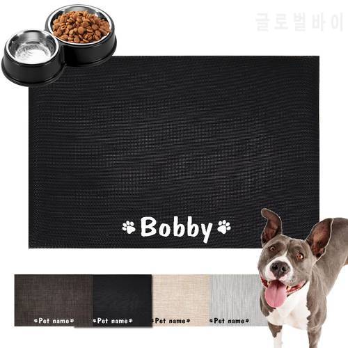 Personalized Pet Bowl Mat Waterproof Dog Cat Placemat For Dog Cat Custom Name Pet Food Pad Bowl Drinking Feeding Mat Easy Wash