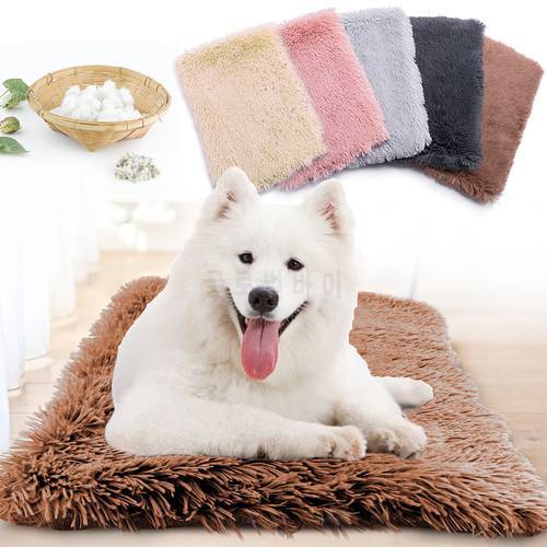 Dog Bed Mat Soft Dogs Cat Sleeping Blanket Kennel Warm Long Plush Pet Mats Cover Thicken Cushion for Small Medium Large Dogs