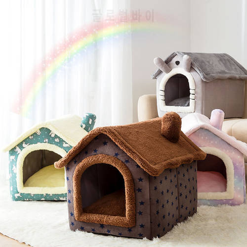 Cat House Pet Bed Dog House Four Seasons Warm Washable No-slip Removable Enclosed Cat Accessories Dog Supplies for Small Dogs