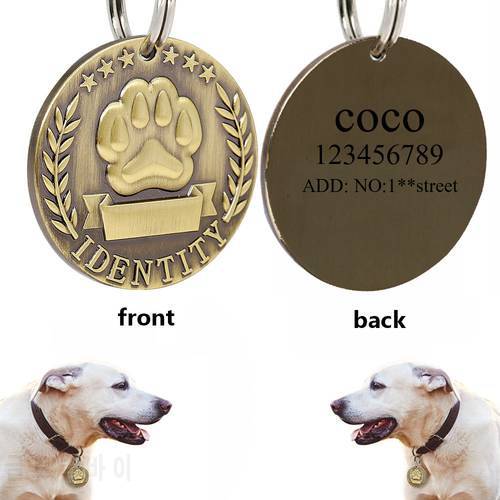 Custom Engraved Dog ID Tag Stainless Steel Dogs Name Tags Personalized Anti-lost Nameplate Pet Accessories Free Engraving