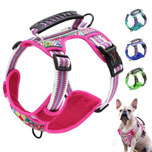 No Pull Dog Harness Reflective Vest Harness Outdoor Pet Harness With Easy Control Handle 2 Leash Hook for Medium Large Dogs